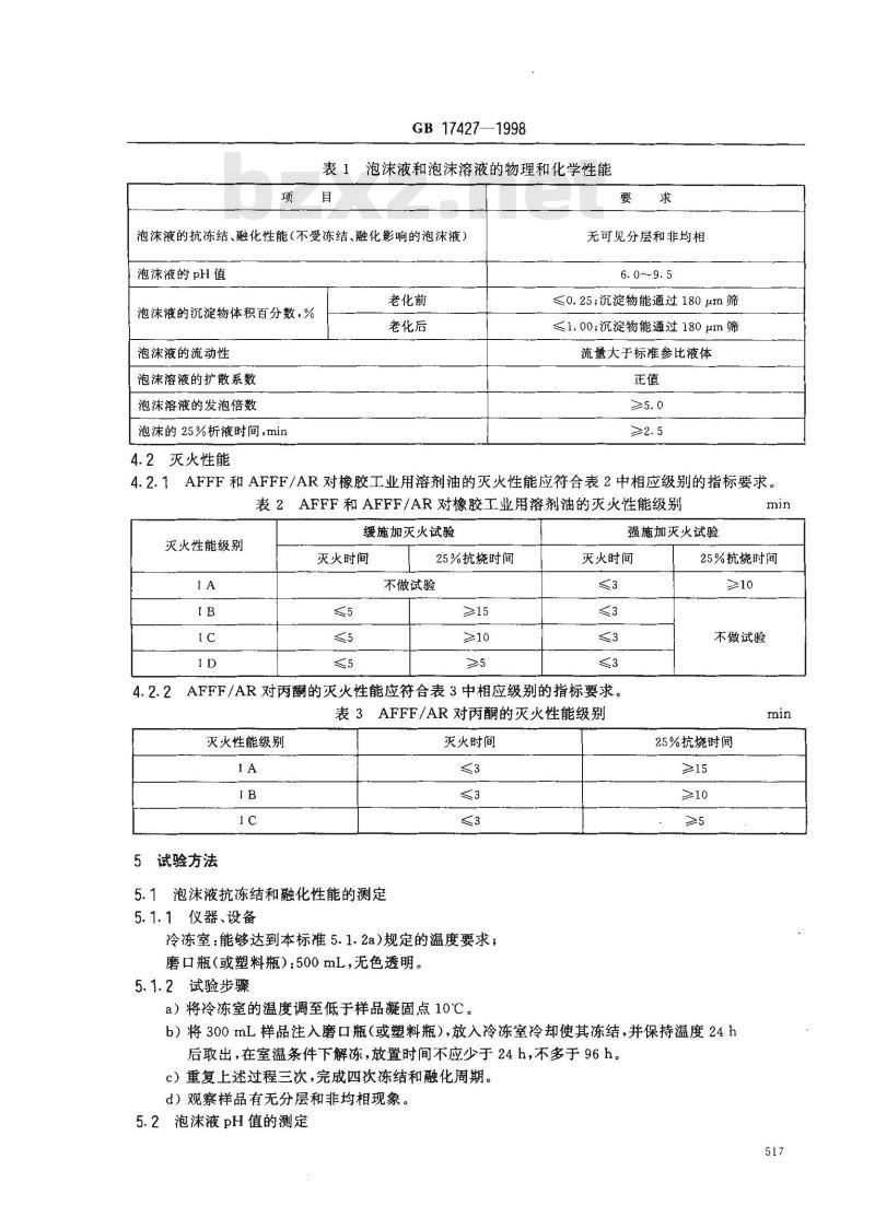 GB 17427-1998 水成膜泡沫灭火剂