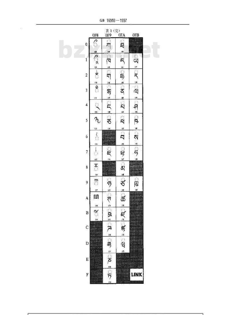GB 16959-1997 信息技术 信息交换用藏文编码字符集 基本集