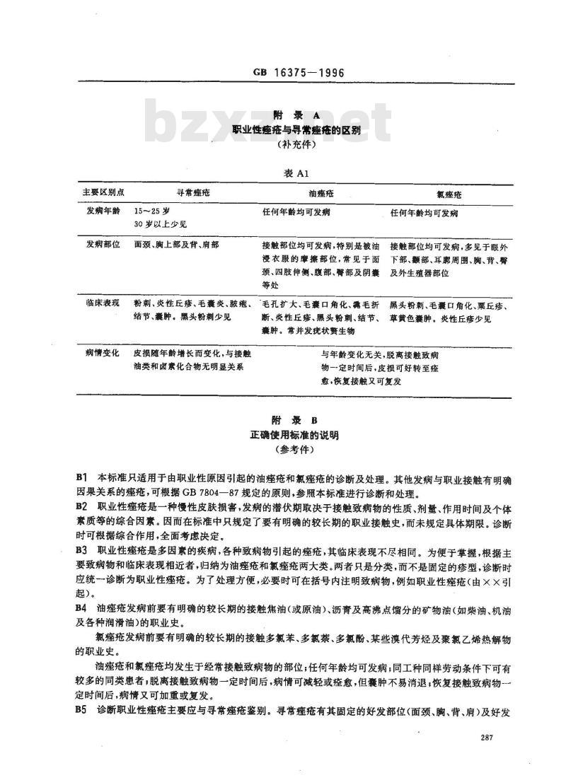 GB 16375-1996 职业性痤疮诊断标准及处理原则