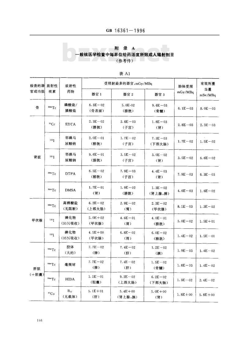 GB 16361-1996 临床核医学中患者的放射卫生防护标准