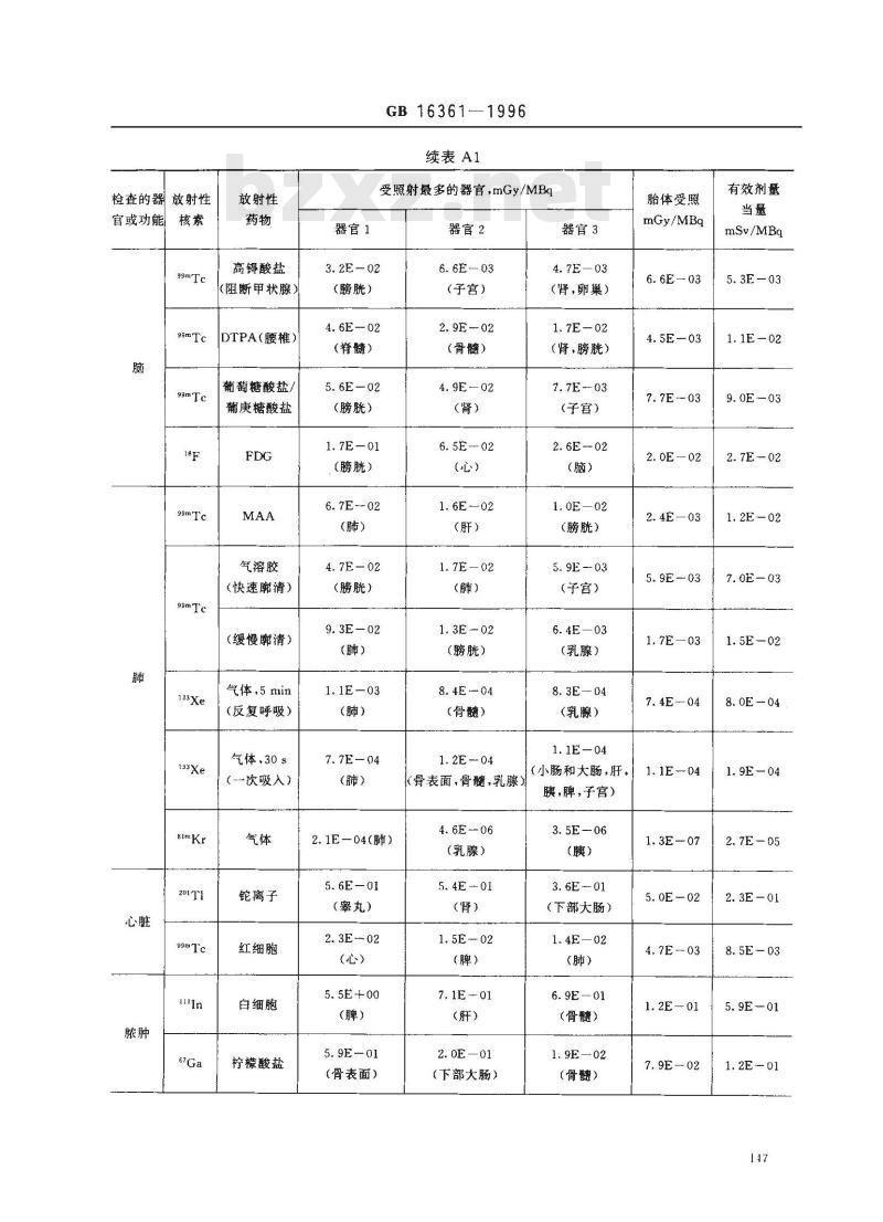 GB 16361-1996 临床核医学中患者的放射卫生防护标准