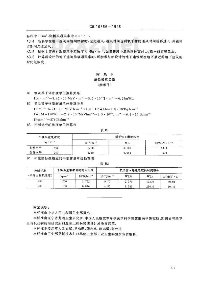 GB 16356-1996 地下建筑氡及其子体控制标准