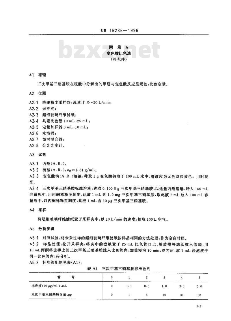 GB 16236-1996 车间空气中三次甲基三硝基胺(黑索今)卫生标准