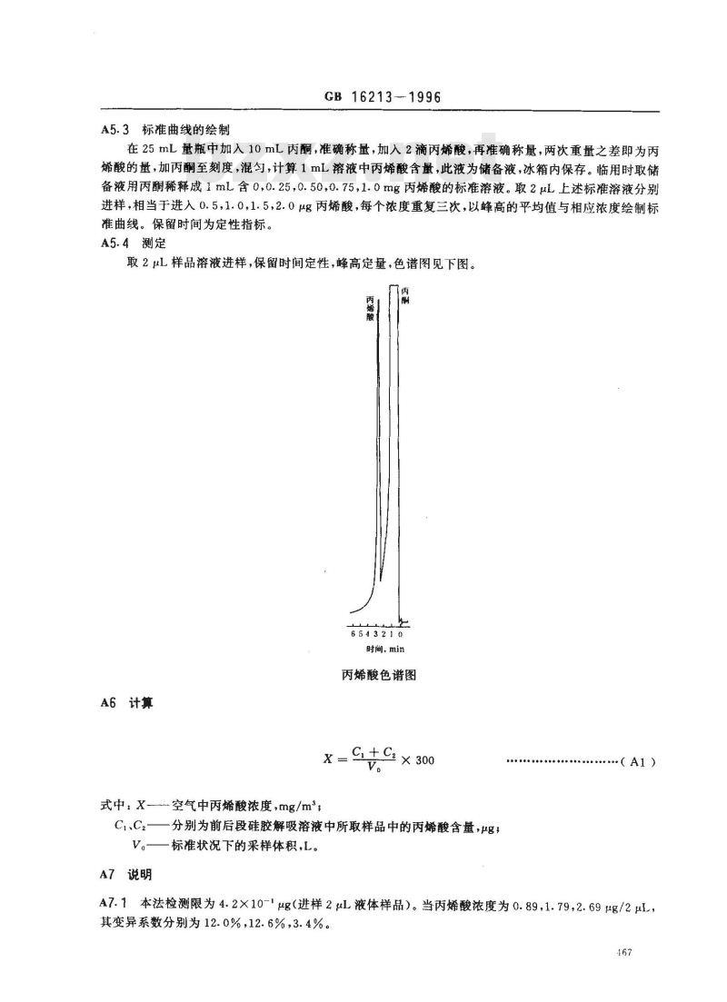 GB 16213-1996 车间空气中丙烯酸卫生标准