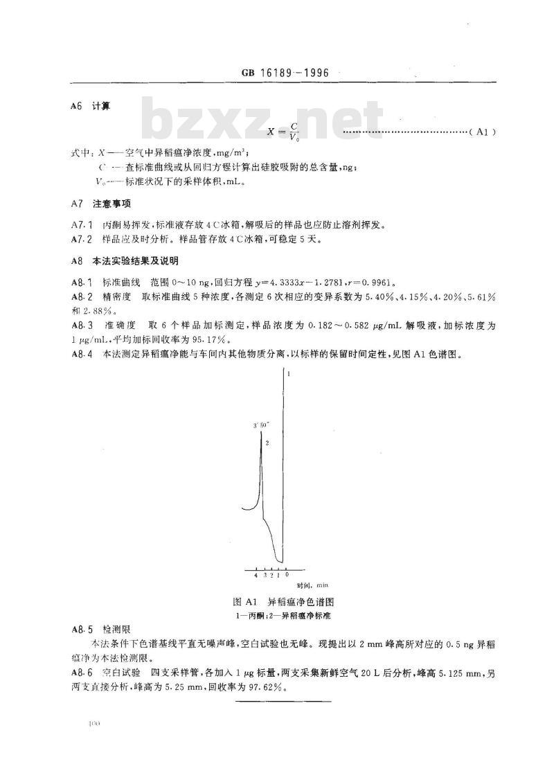 GB 16189-1996 车间空气中异稻瘟净卫生标准