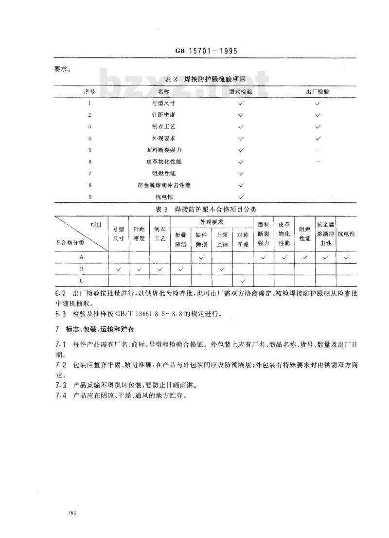 GB 15701-1995 焊接防护服