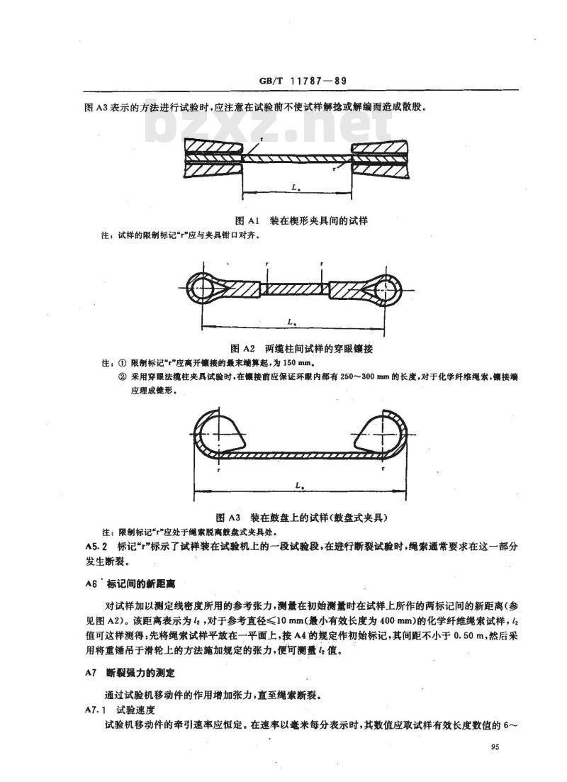 GB/T 11787-1989 三股聚酯复丝绳索