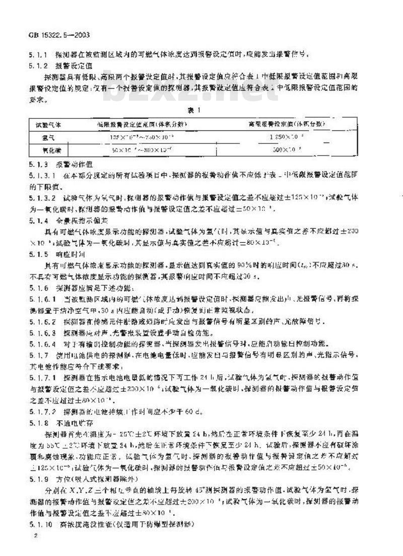 GB 15322.5-2003 可燃气体探测器 第5部分:测量人工煤气的独立式可燃气体探测器
