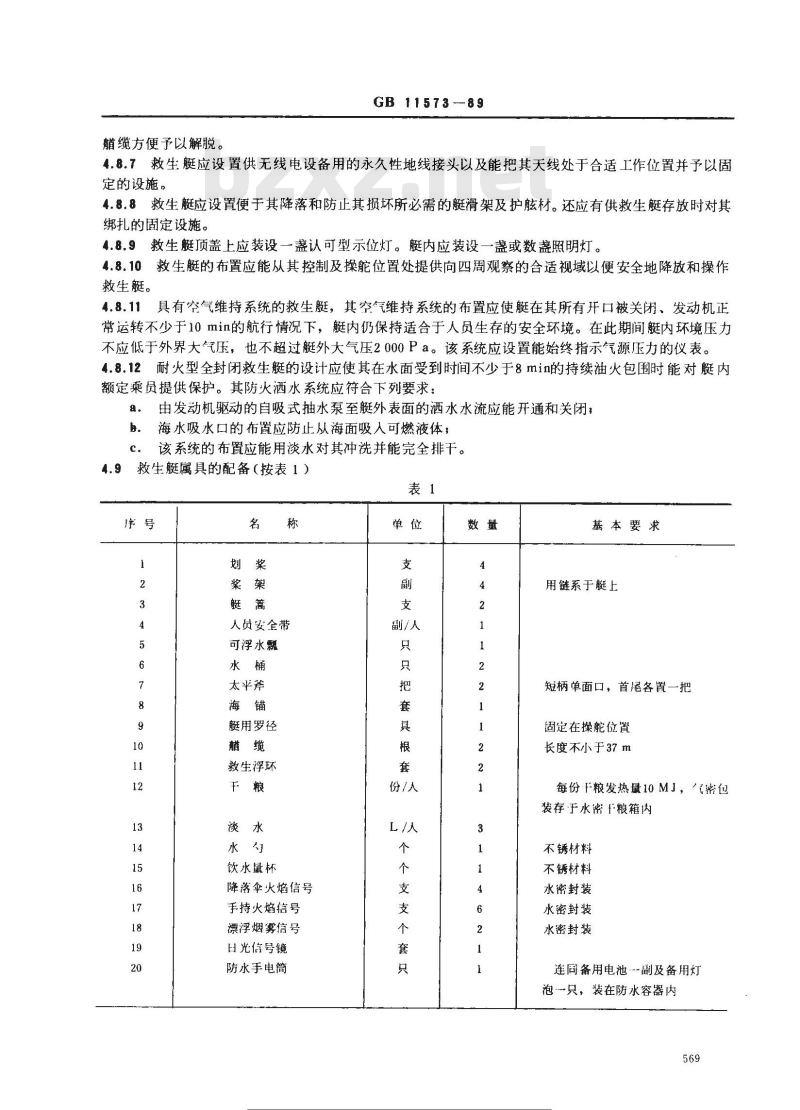 GB 11578-1989 圣劳伦斯航道登陆吊杆