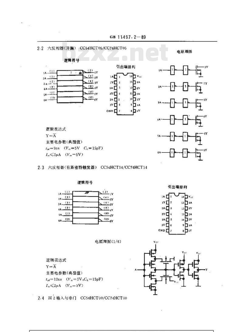 GB/T 11497.2-1989 半导体集成电路CMOS电路系列和品种 54/74HCT系列的品种