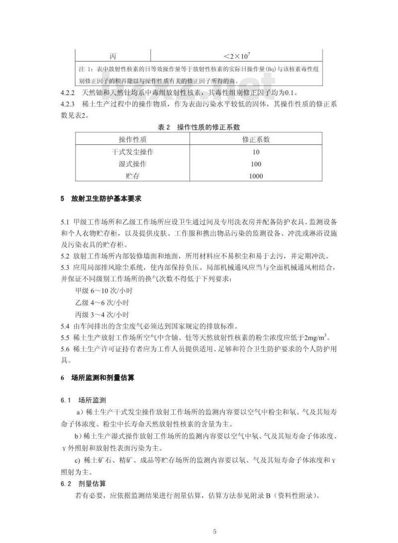 GBZ 139-2002 稀土生产场所中放射卫生防护标准