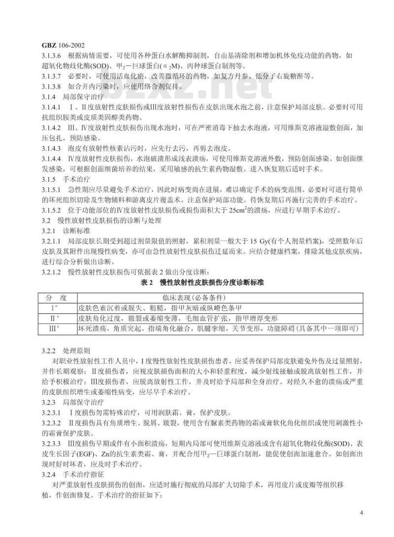 GBZ 106-2002 放射性皮肤疾病诊断标准