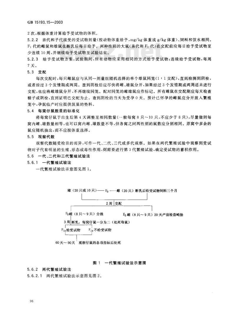 GB 15193.15-2003 繁殖试验