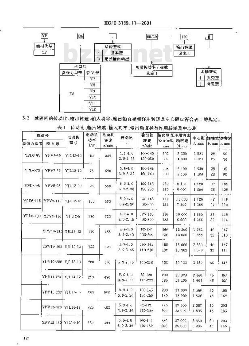 HG/T 3139.11-2001 釜用立式减速机 YP系列带传动减速机