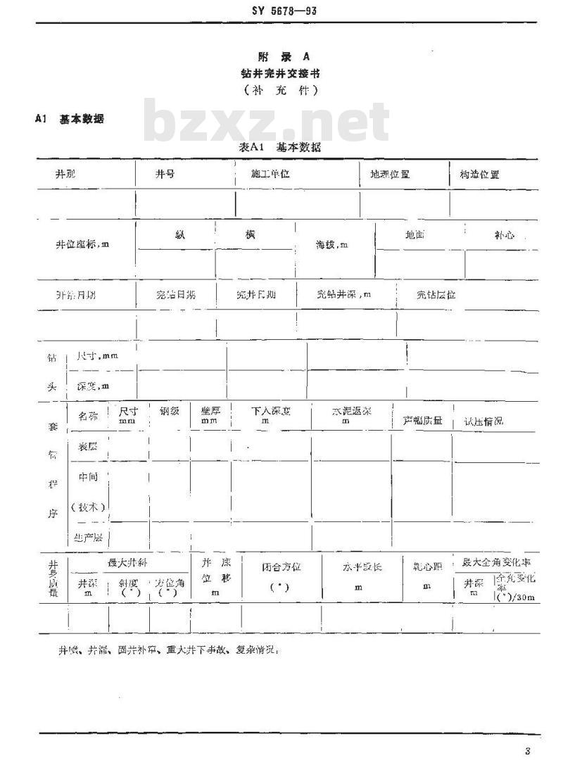 SY/T 5678-1993 钻井完井交接验收规则