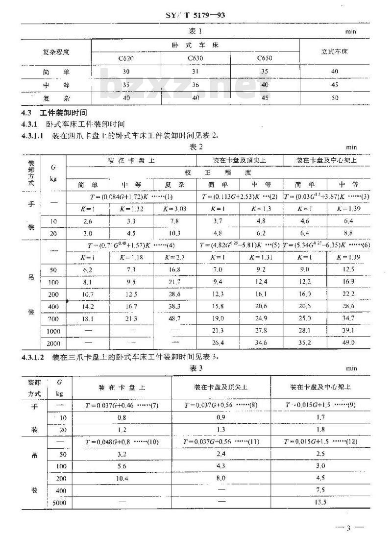 SY/T 5179-1993 石油机械加工劳动定额