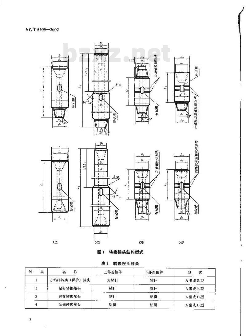 SY/T 5200-2002 钻柱转换接头