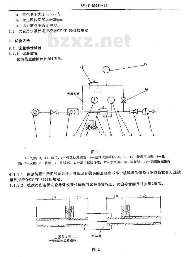 SY/T 5096-1993 石油钻采设备用气动元件 调压阀试验方法