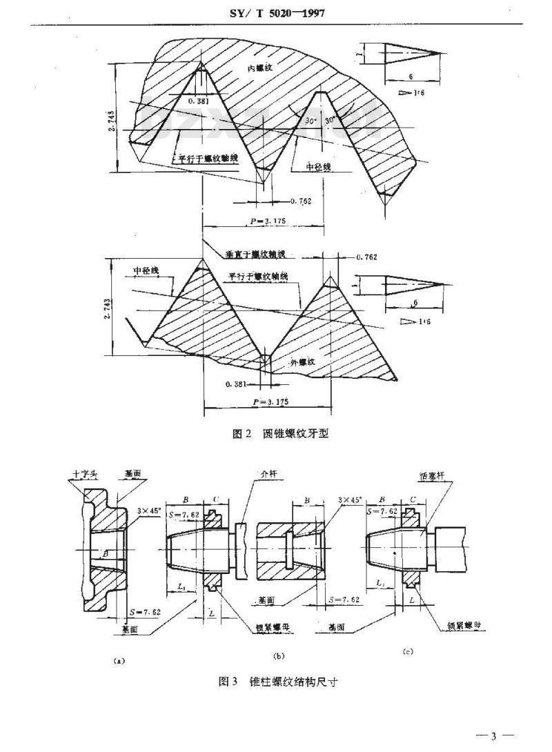 SY/T 5020-1997 钻井泵用锥柱螺纹