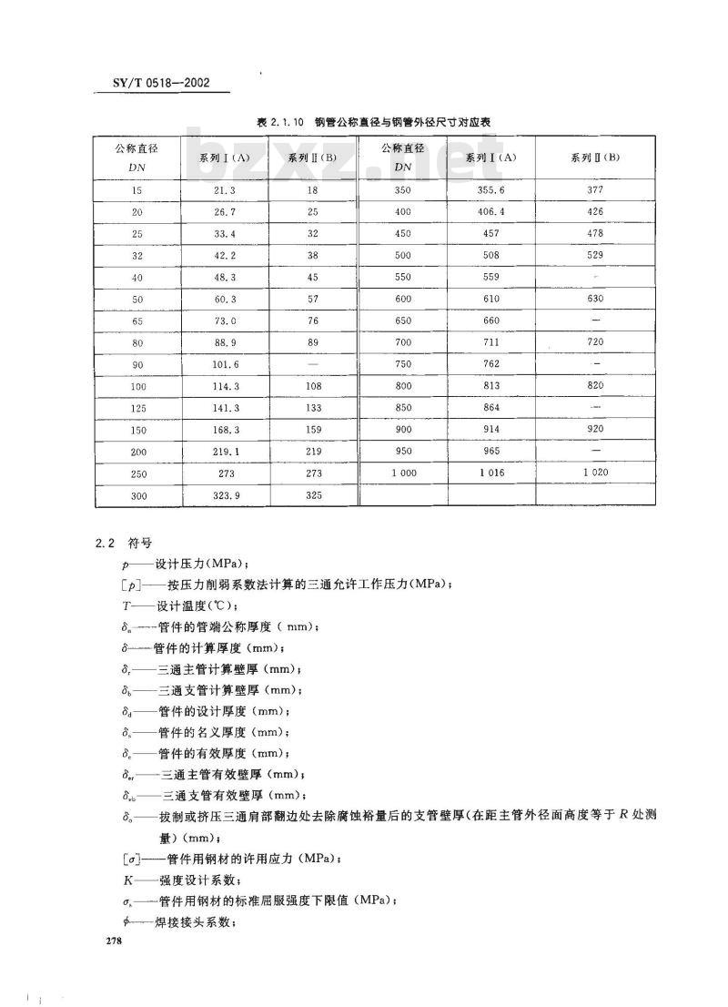 SY/T 0518-2002 油气管道钢制对焊管件设计规程
