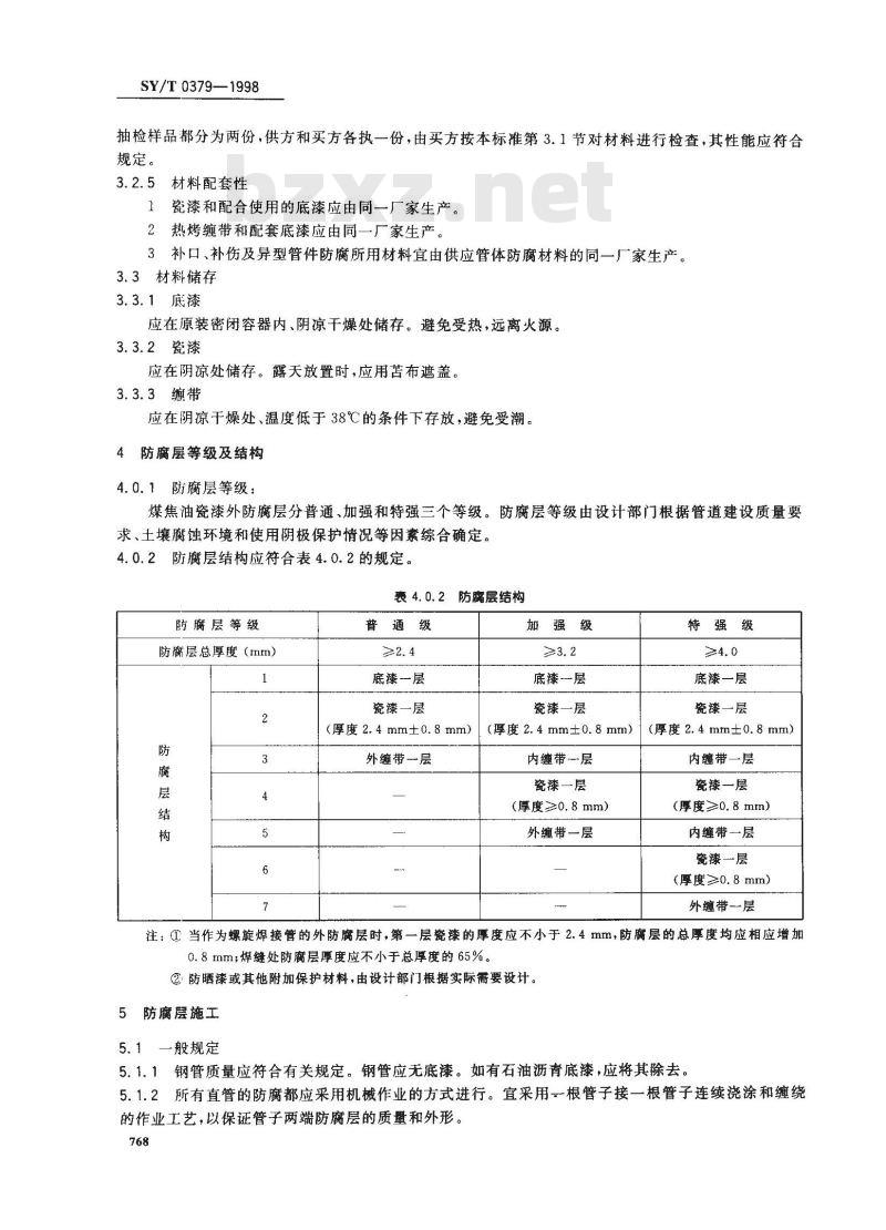 SY/T 0379-1998 埋外钢质管道煤焦油瓷漆外防腐层技术标准