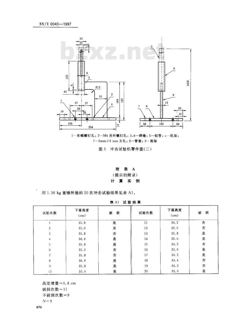 SY/T 0040-1997 管道防腐层抗冲击性试验方法(落锤试验法)