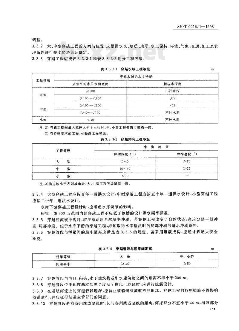 SY/T 0015.1-1998 原油和天然气输送管道穿跨越工程设计规范 穿越工程