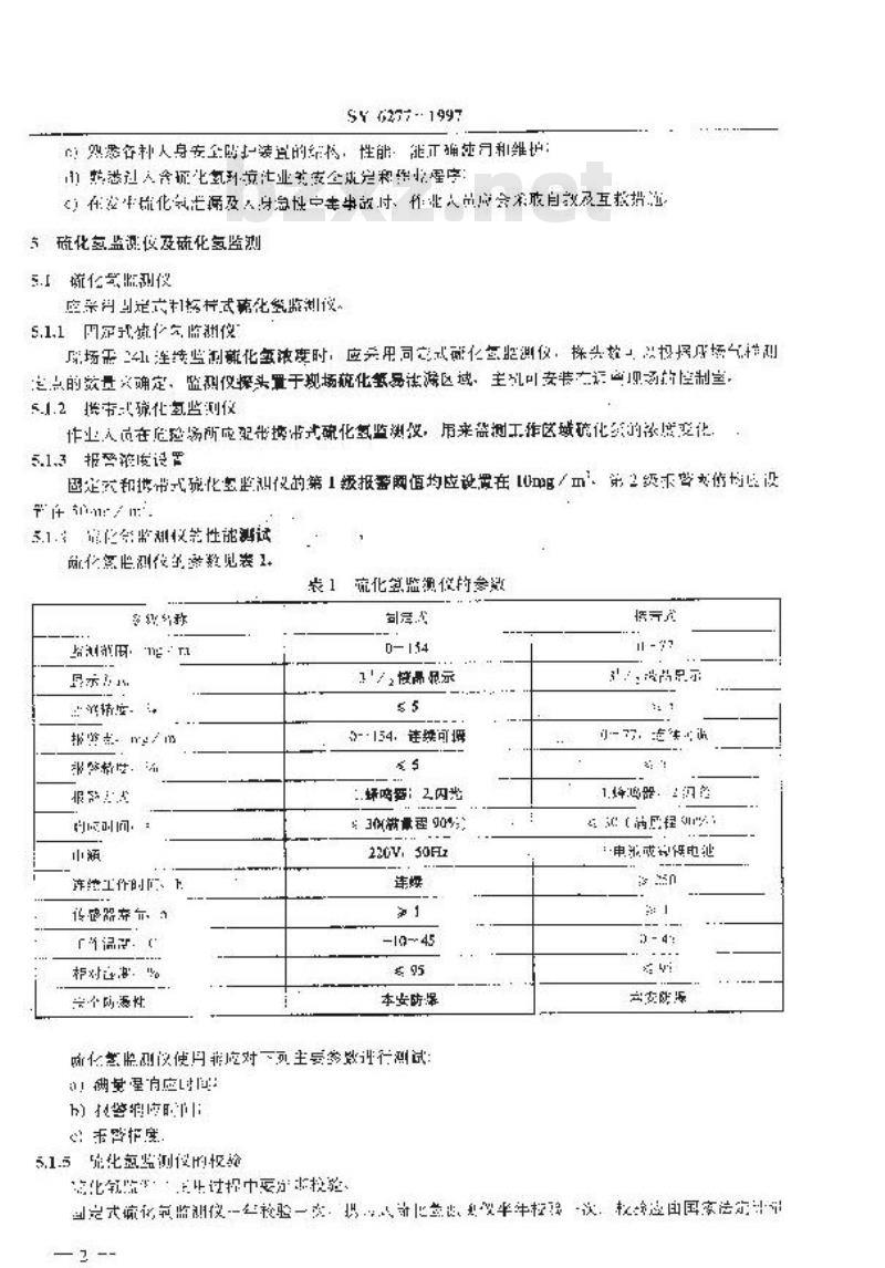 SY 6277-1997 含硫油气田硫化氢监测与人身安全防护规定