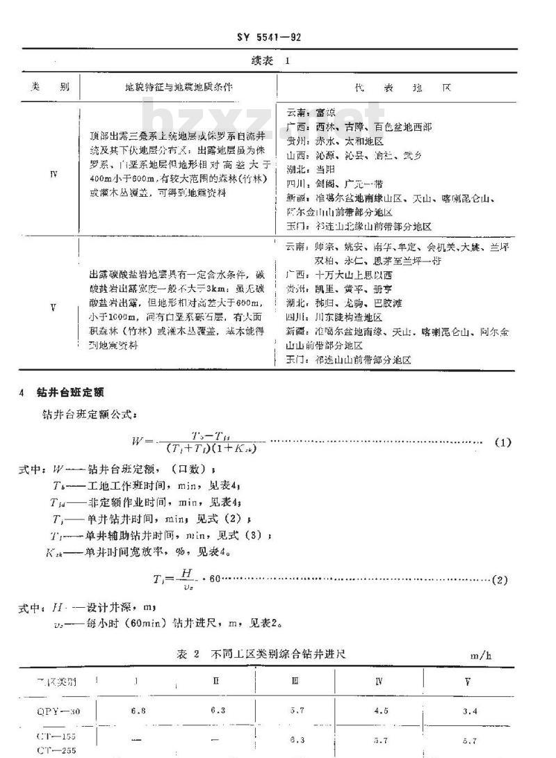 SY 5541-1992 山区人抬化地震勘探劳动定额