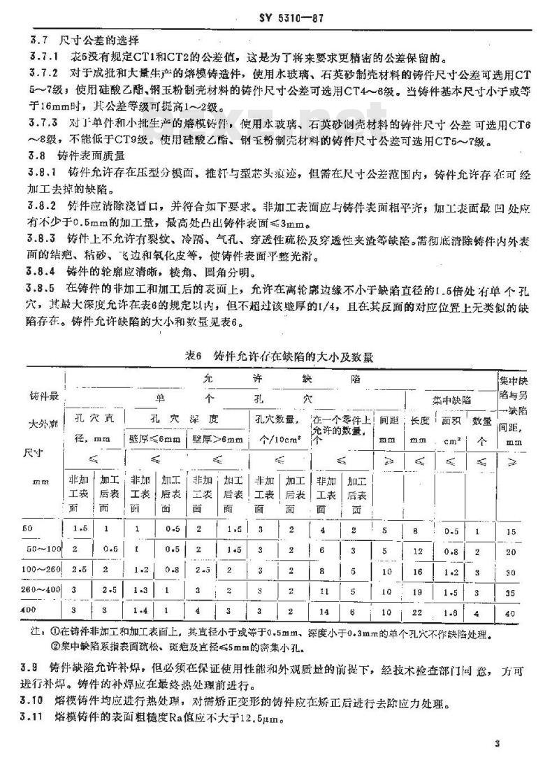 SY 5310-1987 石油钻采机械产品用熔模铸件通用技术条件