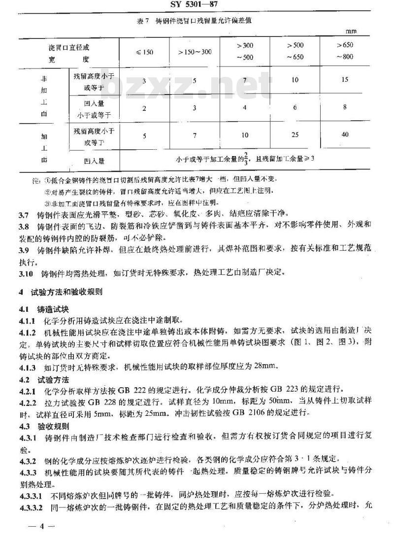 SY 5301-1987 石油钻采机械产品用碳素钢和普通合金钢铸件通用技术条件