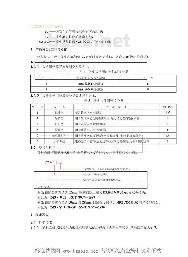 JG/T 3057-1999 镦粗直螺纹钢筋接头JG/T3057-1999