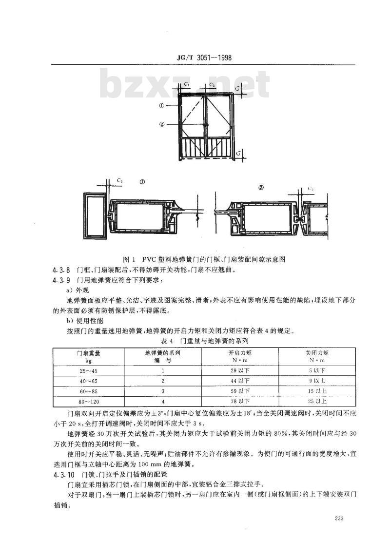 JG/T 3051-1998 PVC塑料地弹簧门JG/T3051-1998