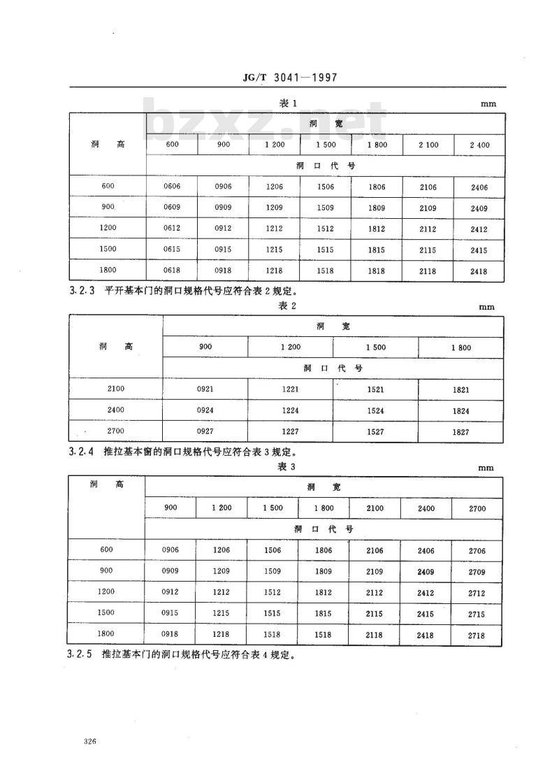 JG/T 3041-1997 开平、推拉彩色涂层钢板门窗
