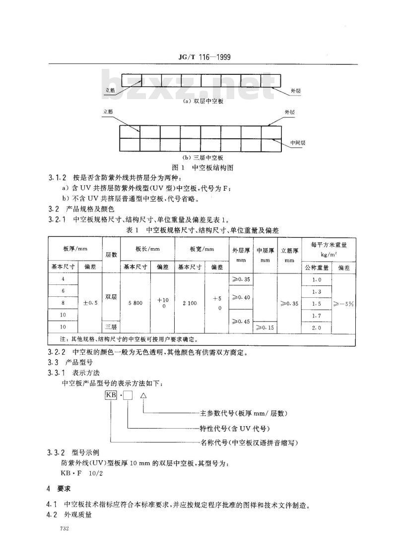 JG/T 116-1999 聚碳酸酯(PC)中空板