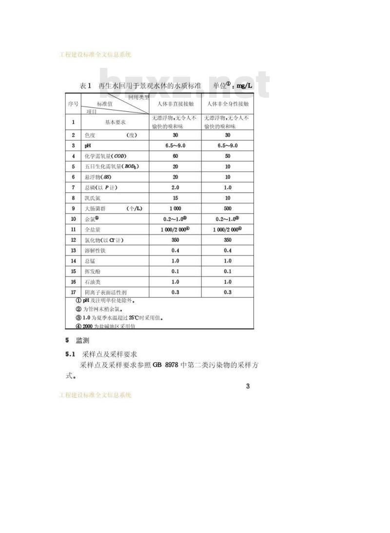 CJ/T 95-2000 再生水回用于景观水体的水质标准CJ/T95-2000