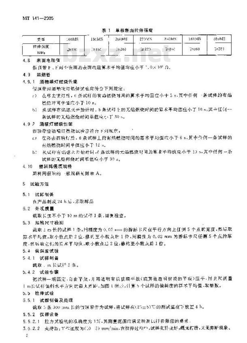 MT 141-2005 煤矿井下用塑料网假顶带