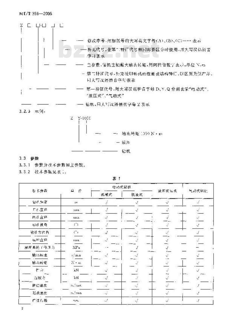 MT/T 356-2005 煤矿井下安全工程钻机