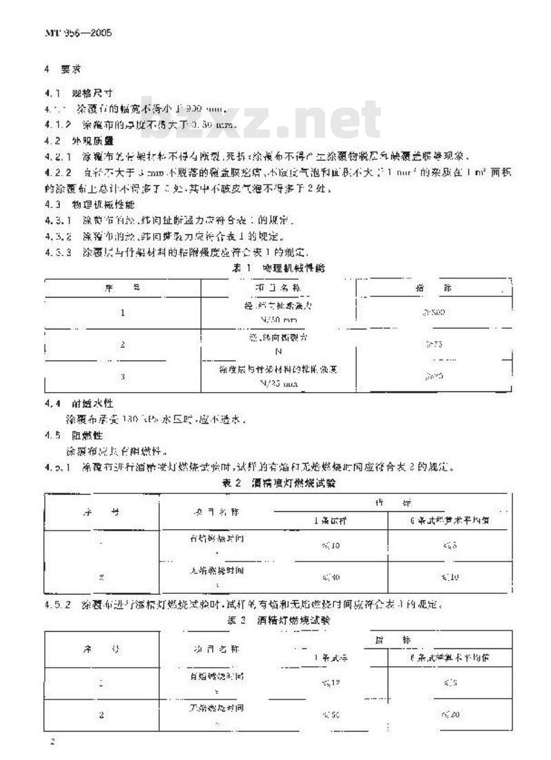 MT 956-2005 煤矿用隔爆水袋涂覆布