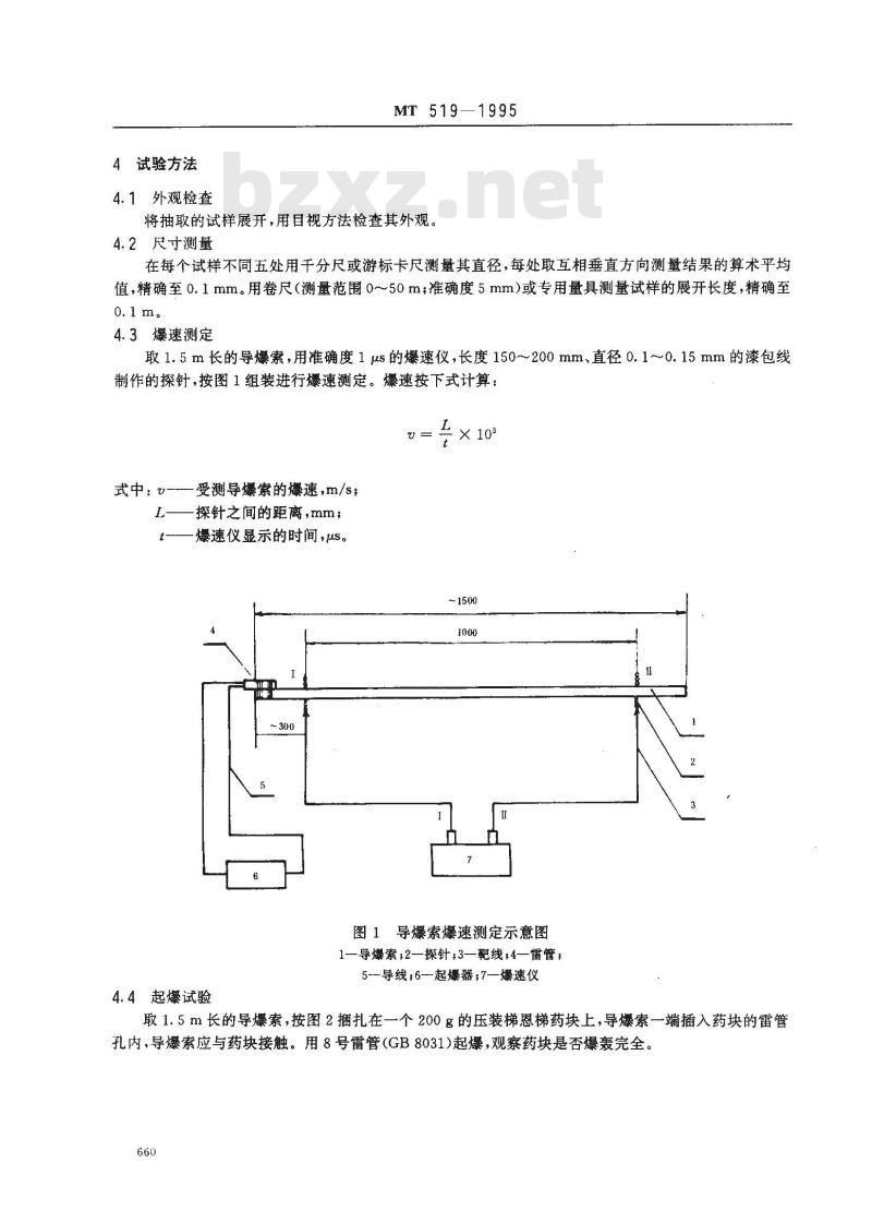 MT 519-1995 煤矿许用导爆索技术条件
