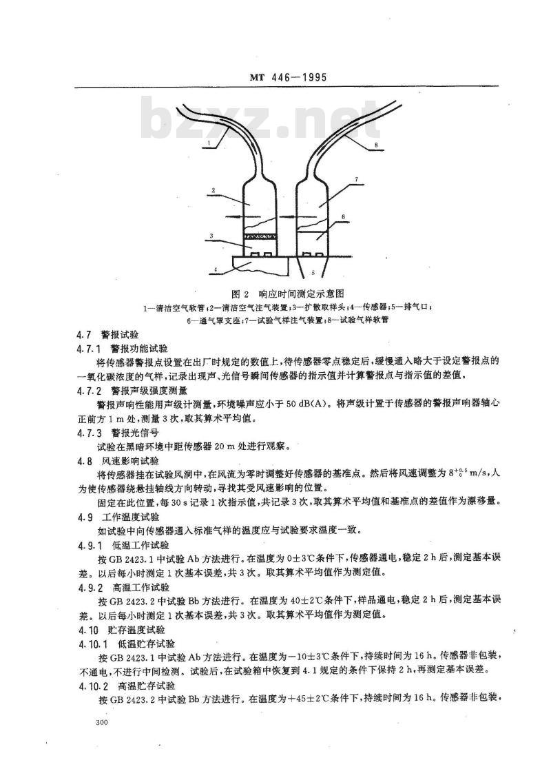 MT 446-1995 煤矿用电化学式一氧化碳传感器技术条件