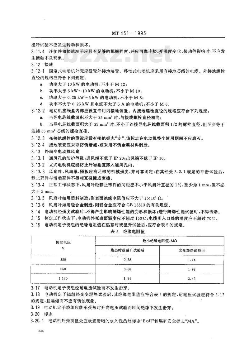 MT 451-1995 煤矿用隔爆型低压三相异步电动机安全性能通用技术规范