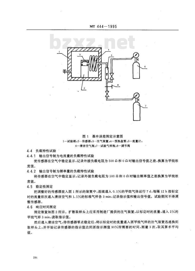 MT 444-1995 煤矿用催化燃烧式低浓度甲烷传感器技术条件