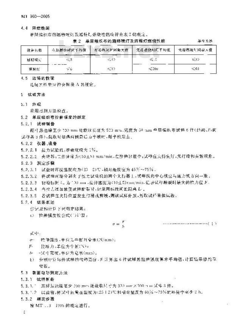 MT 960-2005 煤矿井下假顶用塑料编织布