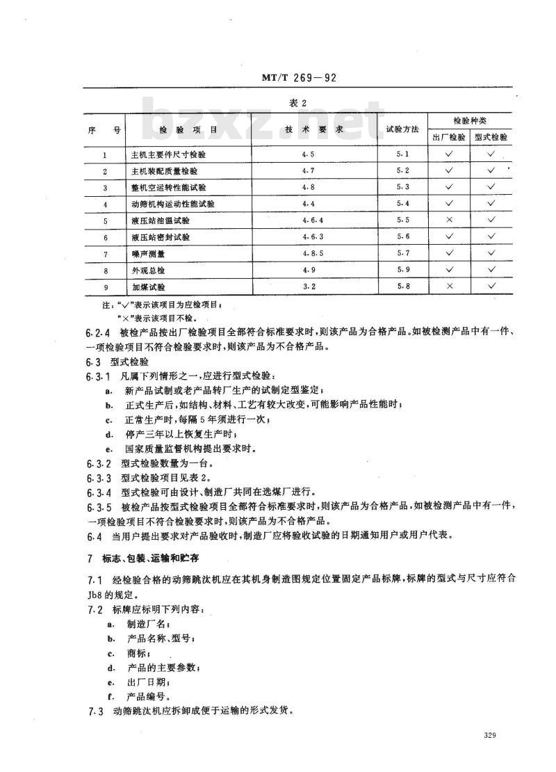 MT/T 269-1992 液压驱动式动筛跳汰机
