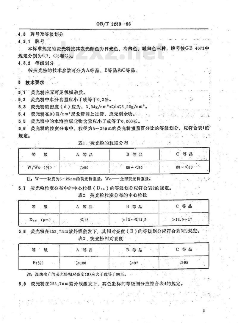 QB/T 2259-1996 荧光灯用卤磷酸钙荧光粉