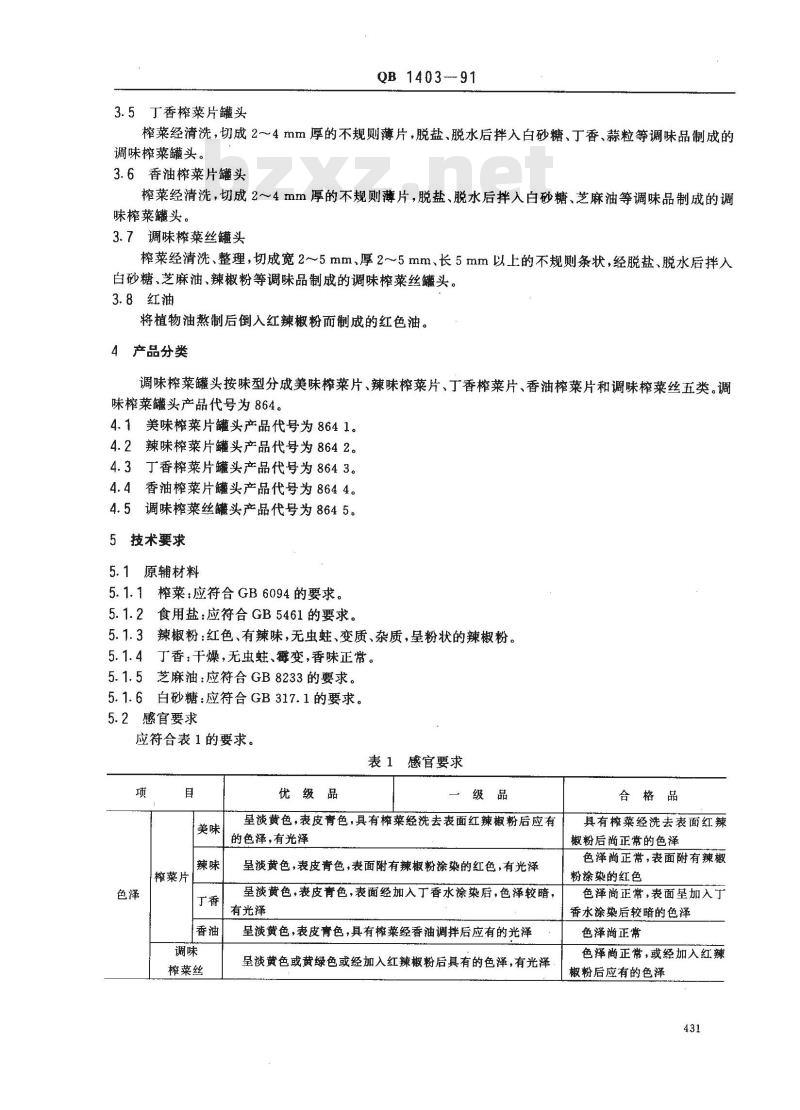 QB 1403-1991 调味榨菜罐头