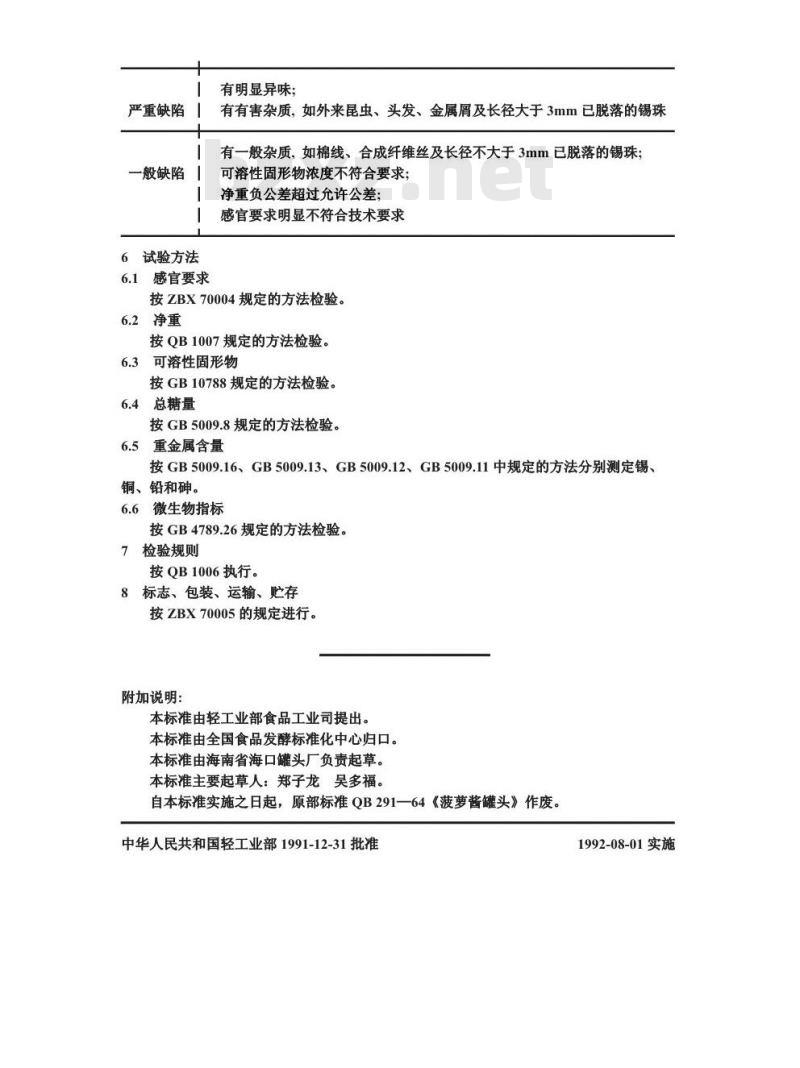 QB 1387-1991 菠萝酱罐头
