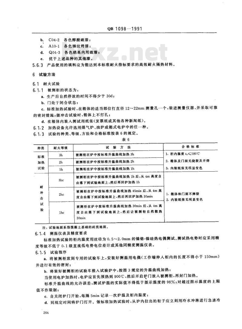 QB 1098-1991 防火保险柜
