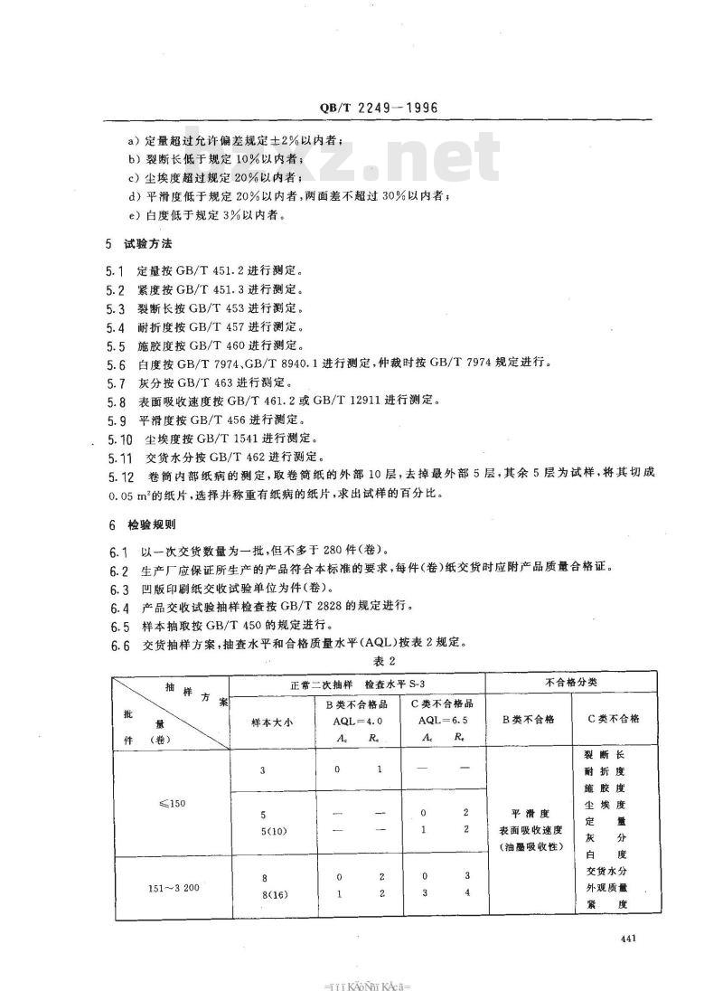 QB/T 2249-1996 凹版印刷纸